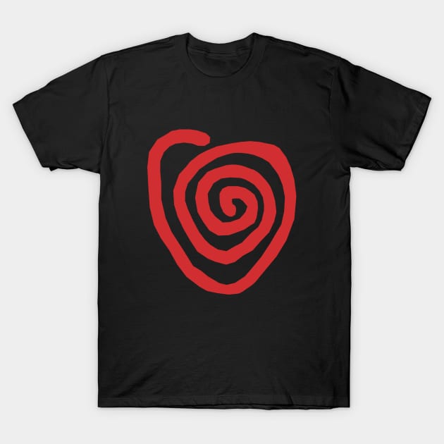 Red Heart Scarlet  Spiral Hand Drawn T-Shirt by strangelyhandsome